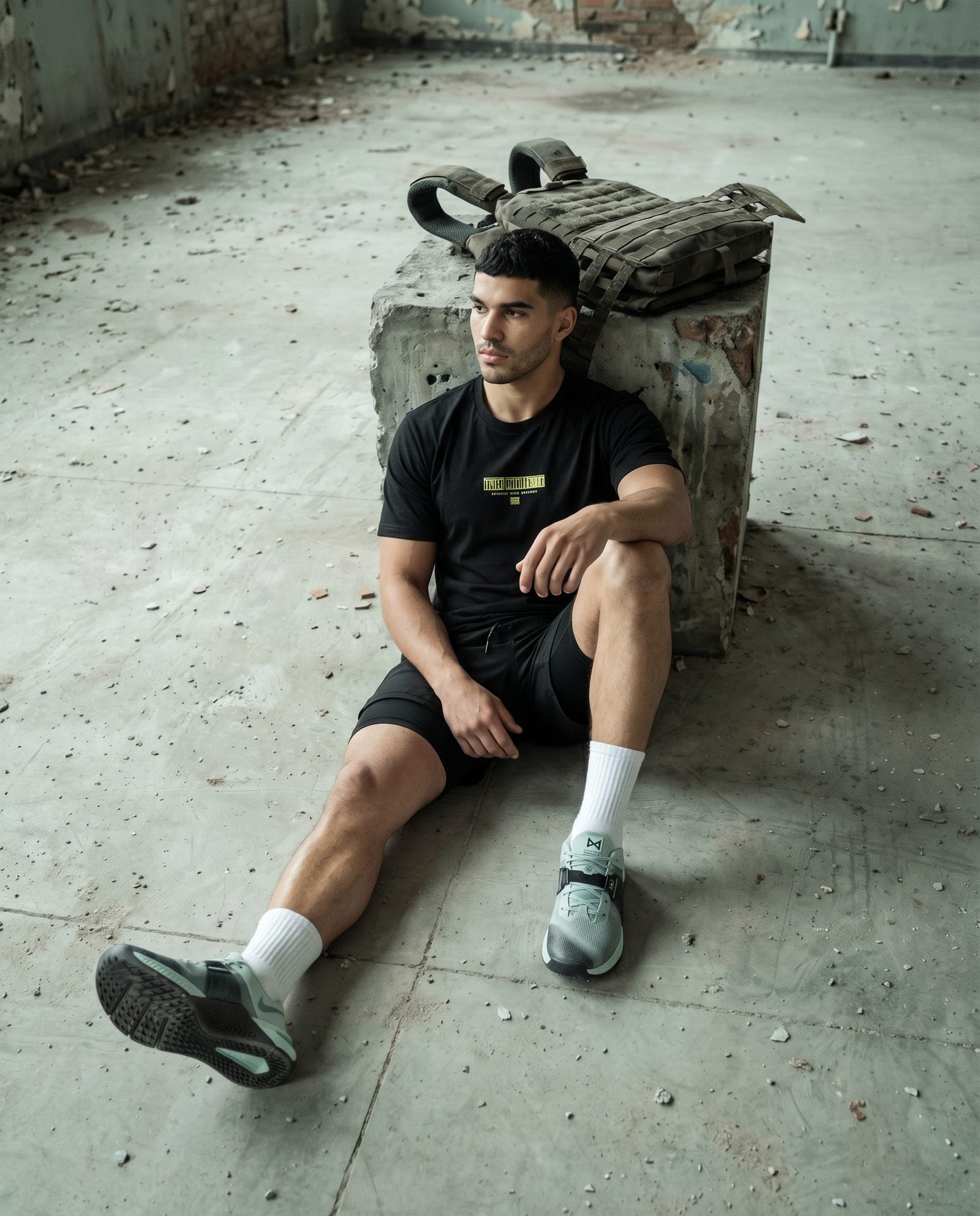 Train with Honor — men's tee against weighted vest