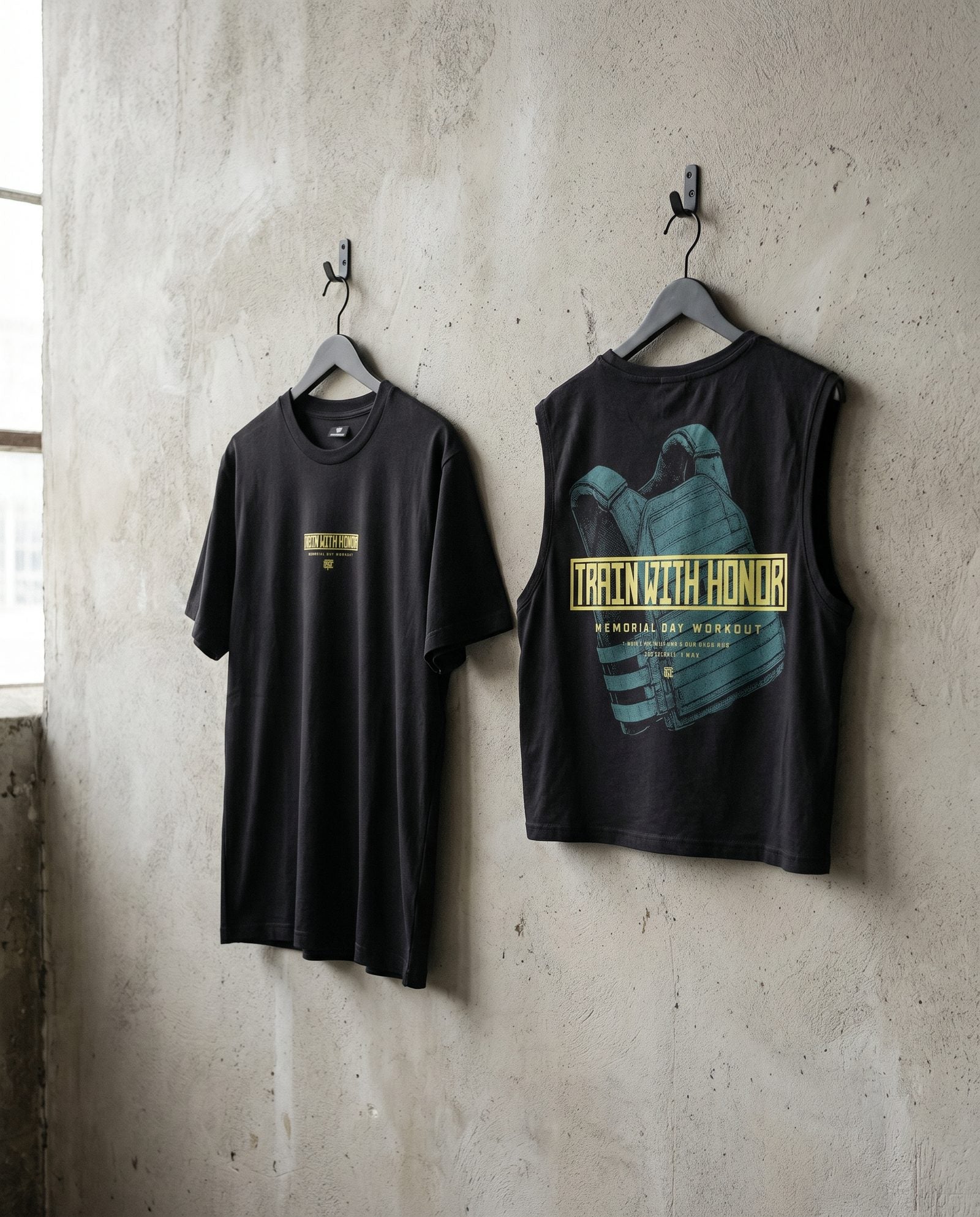 Train with Honor — tee and tank hanging